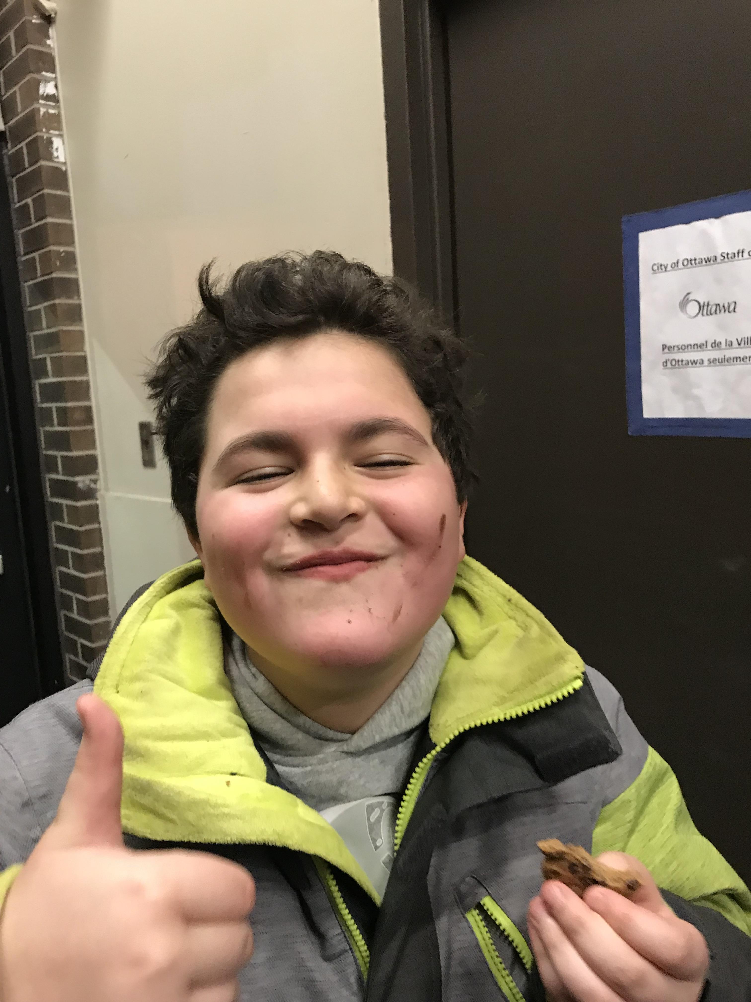 Snack time after a night on the hill