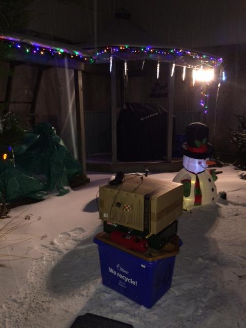 Using a cardboard box to bake cookies on a camp stove in the winter Cookie contest night